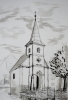 Kresba kapličky sv.Anny na návsi v Radošicích (Markéta Kubová)
